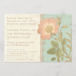  Roos Elegant 25th Jubileum Dinner Kaart