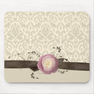 Roos Elegant Damask Ribbon Style Mousepad Muismat