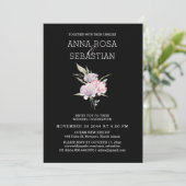 *~* Roos Elegant PINK Floral AR15 RSVP Wedding Kaart (Staand voorkant)