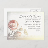  roos elegant Sla de datum briefkaarten (Voorkant / Achterkant)