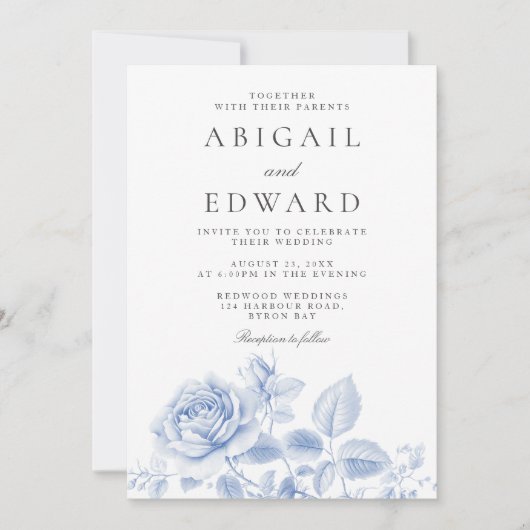 Roos Elegante bruiloft Kaart (Voorkant)