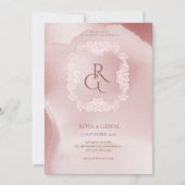 Roos Elegante Chic Huwelijksuitnodiging Kaart (Voorkant)