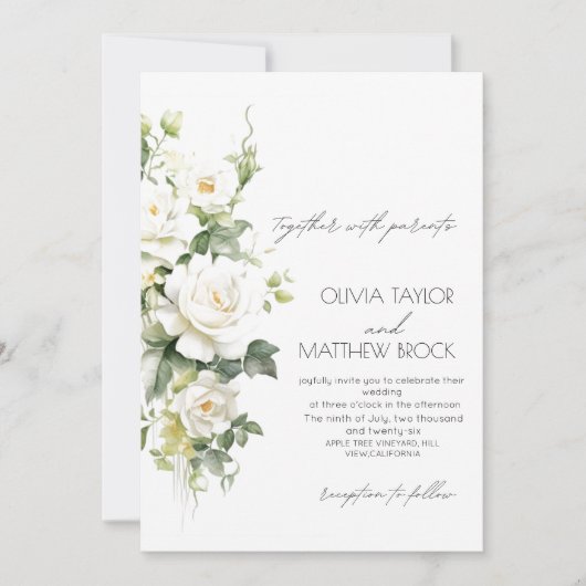 Roos | Elegante en moderne pastel bruiloft Kaart (Voorkant)