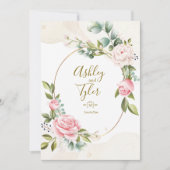 Roos Elegante Romantische Bloemige Bruiloft Kaart (Voorkant)