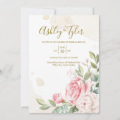 Roos Elegante Romantische Bloemige Bruiloft Kaart (Achterkant)