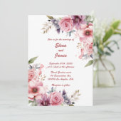 Roos Elegantie: bruiloft uitnodiging (Staand voorkant)