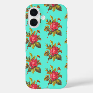 Roos en Aqua Blue iPhone 16 Hoesje