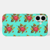 Roos en Aqua Blue Case-Mate iPhone Case (Achterkant (horizontaal))