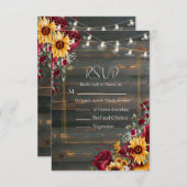 Roos en Aster bruiloft RSVP Kaartje (Voorkant / Achterkant)