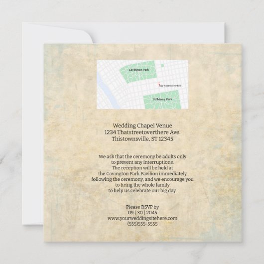 Roos en Batwing Lattice Gothic Halloween Bruiloft Kaart (Achterkant)