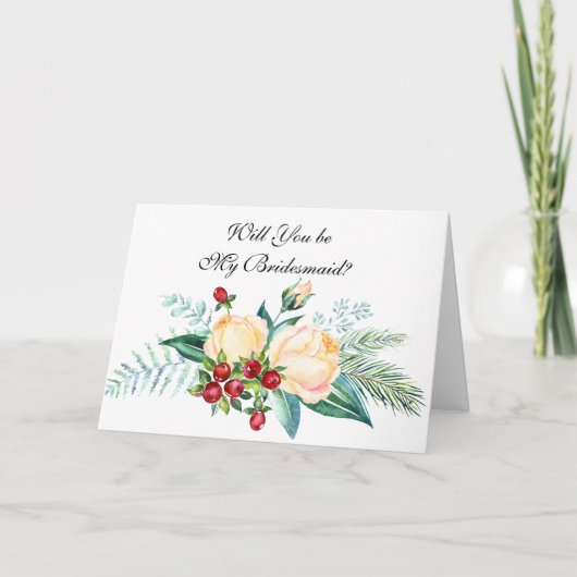 Roos en Berry Stems word je mijn Bridesmaid? Kaart (Voorkant)
