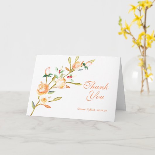 Roos en Berry Waterverf Stems Dank je wel Kaart (Gele Bloem)