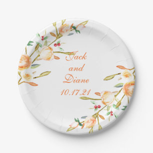 Roos en Berry Waterverf Stems Papieren Bordje