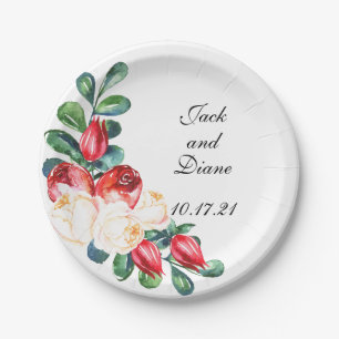 Roos en Berry Waterverf Stems Papieren Bordje