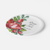 Roos en Berry Waterverf Stems Papieren Bordje (Gekanteld)