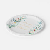 Roos en Berry Waterverf Stems Papieren Bordje (Gekanteld)