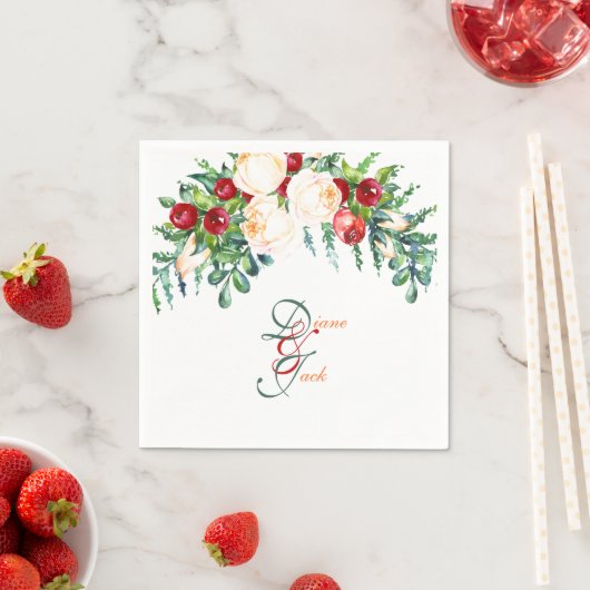 Roos en Berry Waterverf Stems Servet (Insitu)