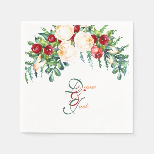 Roos en Berry Waterverf Stems Servet (Voorkant)