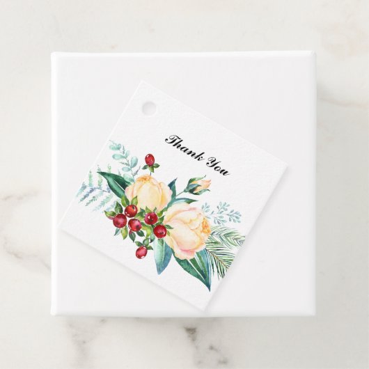 Roos en Berry Waterverf Stems Wedding Bedankjes Labels (In situ)