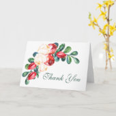 Roos en Berry Waterverf Stems Wedding Dankuwel Kaart (Gele Bloem)