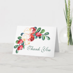 Roos en Berry Waterverf Stems Wedding Dankuwel Kaart