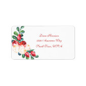 Roos en Berry Waterverf Stems Wedding Etiket (Voorkant)