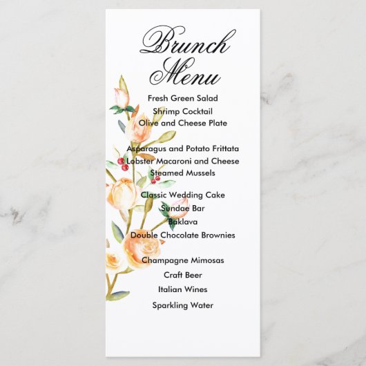 Roos en Berry Waterverf Stems Wedding Menu (Voorkant)