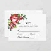 Roos en Berry Waterverf Stems Wedding RSVP Kaartje (Voorkant / Achterkant)