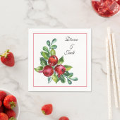 Roos en Berry Waterverf Stems Wedding Servet (Insitu)