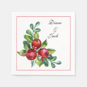 Roos en Berry Waterverf Stems Wedding Servet (Voorkant)