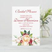 Roos en Berry Waterverf Stems Wedding Shower Kaart (Staand voorkant)