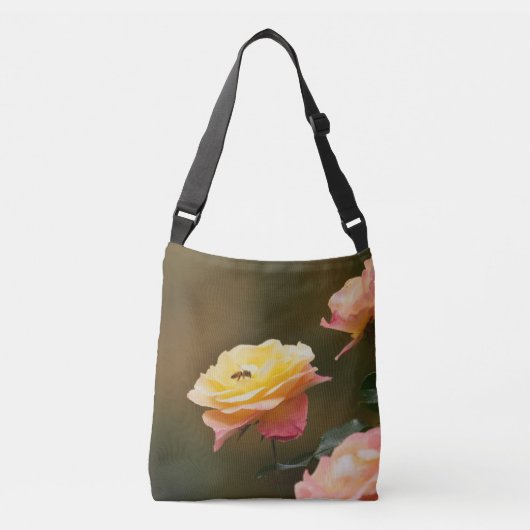 Roos en Bij Boodschappentas Crossbody Tas (Voorkant)