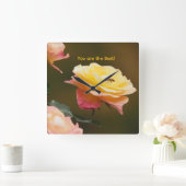 Roos en Bij Boodschappentas Vierkante Klok (Huis)