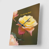 Roos en Bij Boodschappentas Vierkante Klok (Hoek)