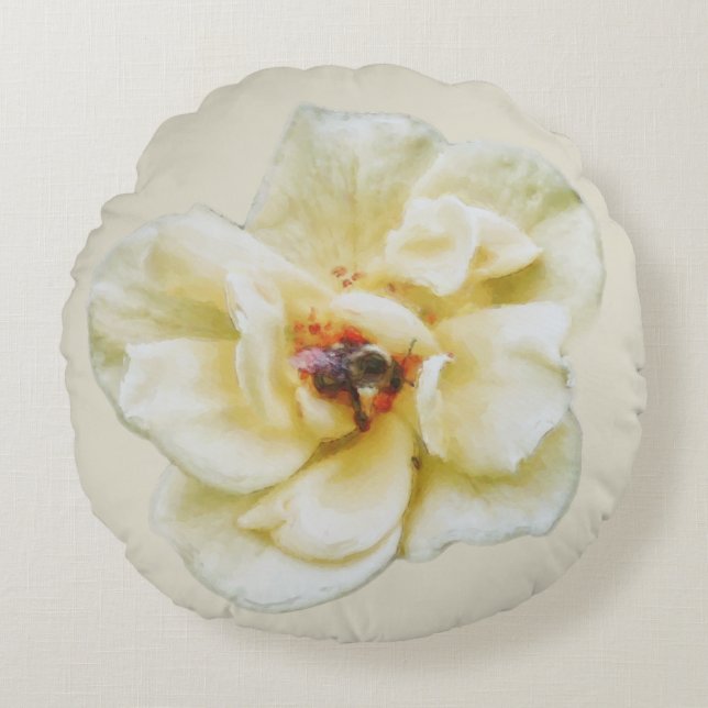 Roos en bijen rond kussen (Voorkant)