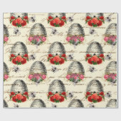  Roos en bijenkorf Cadeaupapier (Vlak)