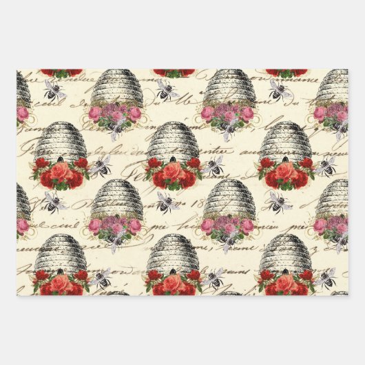  Roos en bijenkorf Inpakpapier Vel (Voorkant 2)