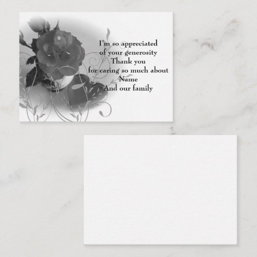 Roos en blad na begrafenis bedankkaarten notitiekaartje (Voorkant / Achterkant)