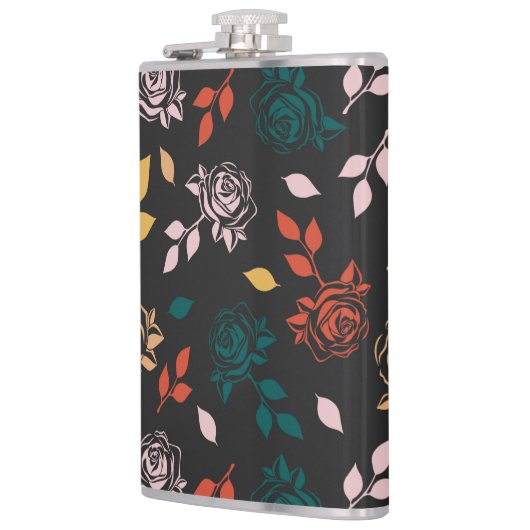 Roos en bladeren Patroon Heupfles (Links)