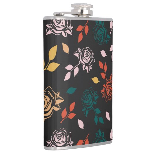 Roos en bladeren Patroon Heupfles (Rechts)