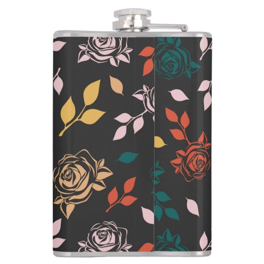 Roos en bladeren Patroon Heupfles (Achterkant)