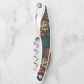 Roos en bladeren Patroon Kurkentrekker (Voorkant)