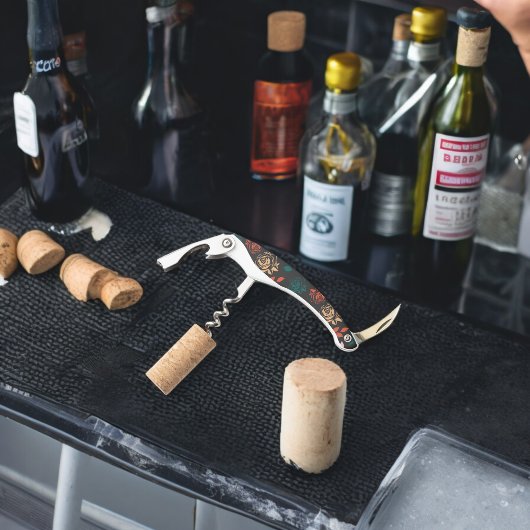 Roos en bladeren Patroon Kurkentrekker