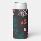 Roos en bladeren Patroon Seltzer Blikjeskoeler (Seltzer Achterkant)