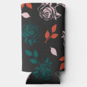 Roos en bladeren Patroon Seltzer Blikjeskoeler (Achterkant)