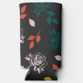 Roos en bladeren Patroon Seltzer Blikjeskoeler (Voorkant)