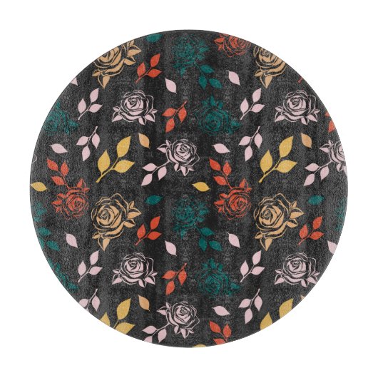 Roos en bladeren Patroon Snijplank (Voorkant)