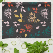 Roos en bladeren Patroon Theedoek (Gevouwen)