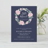 Roos en bladeren Wreator Mirakel Baby shower Kaart (Staand voorkant)