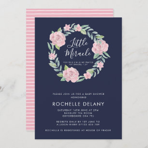 Roos en bladeren Wreator Mirakel Baby shower Kaart